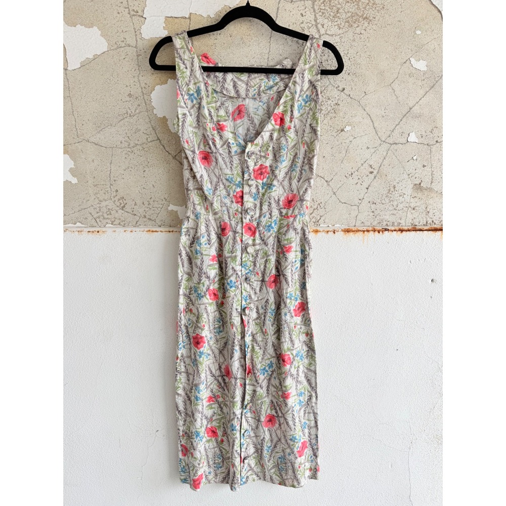Vtg Liberty of London Dress Floral Midi Bonwit Teller Poppy Print Cotton Midi
